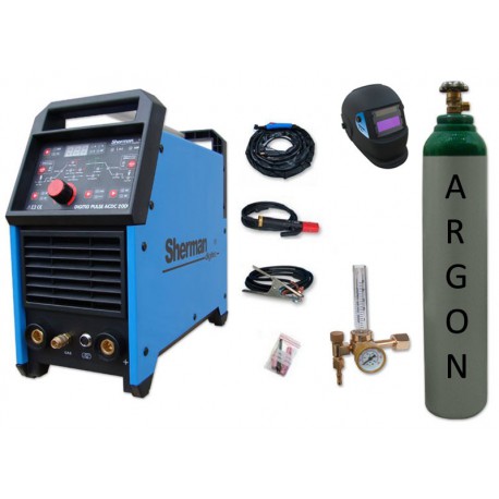 Spawarka DIGITIG 200GD AC/DC pulse Sherman + przyłbica V1a + butla + reduktor z rotametrem