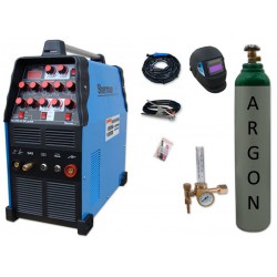 Spawarka TIG 210 AC/DC pulse Sherman + przyłbica V1a + butla + reduktor z rotametrem