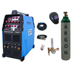 Spawarka TIG 320 AC/DC pulse Sherman + przyłbica V1a + butla + reduktor z rotametrem