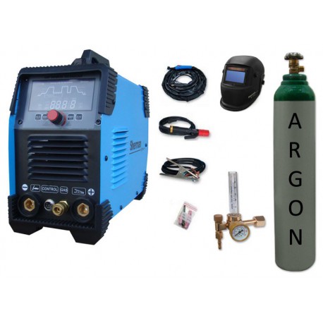 Spawarka Sherman DIGITIG 200 DC Multipro + przyłbica V2a + butla + reduktor z rotametrem