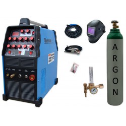Spawarka TIG 210 AC/DC pulse Sherman + przyłbica V4 + butla + reduktor z rotametrem