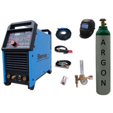Spawarka DIGITIG 200GD AC/DC pulse Sherman + przyłbica V1a + butla + reduktor z rotametrem