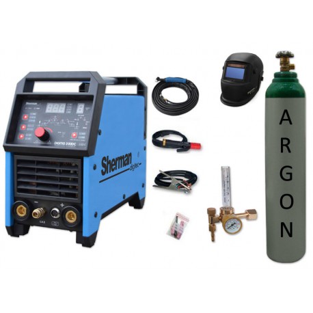 Spawarka DIGITIG 200DC Sherman + przyłbica V1a + butla + reduktor z rotametrem