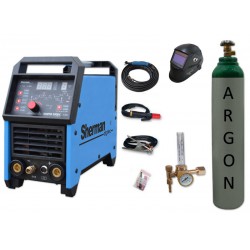 Spawarka DIGITIG 200DC Sherman + przyłbica V2a + butla + reduktor z rotametrem
