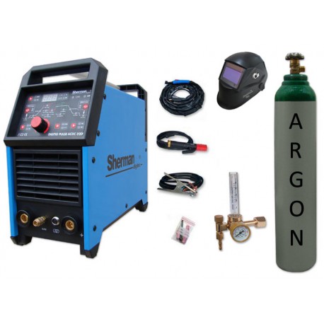 Spawarka DIGITIG 200GD AC/DC pulse Sherman + przyłbica V2a + butla + reduktor z rotametrem