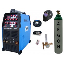 Spawarka TIG 320 AC/DC pulse Sherman + przyłbica V2a + butla + reduktor z rotametrem