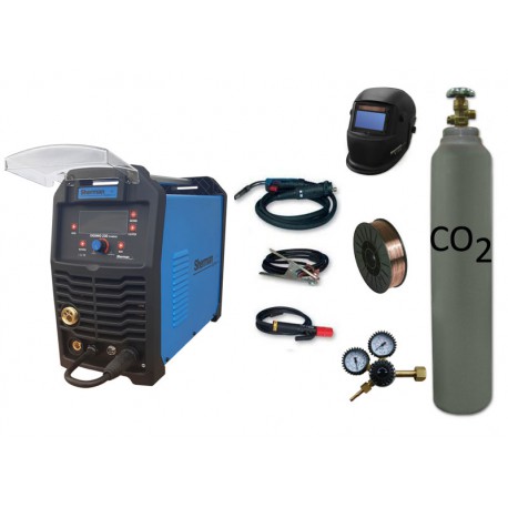 Spawarka Sherman DIGIMIG 200 Synergic + drut + przyłbica V1a + butla + reduktor dwumanometrowy + spawmix Synergiczna