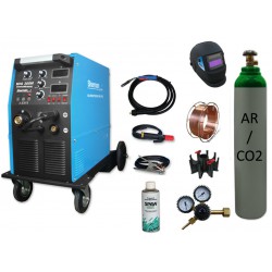 Spawarka MIG 300M + butla + przyłbica V1a + drut + adaptor + spawmix + reduktor
