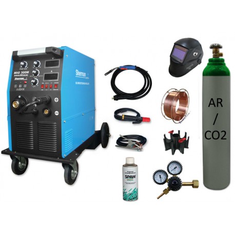 Spawarka MIG 300M + butla + przyłbica V1a + drut + adaptor + spawmix + reduktor