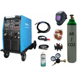 Spawarka MIG 300M + butla + przyłbica V1a + drut + adaptor + spawmix + reduktor