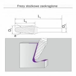 Frez stożkowy zaokrąglony L122806