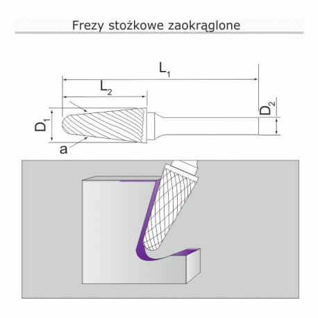 Frez stożkowy zaokrąglony L122806