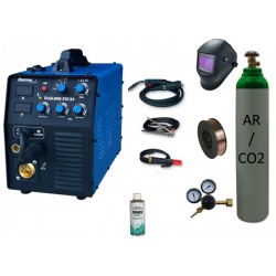 Spawarka Sherman DUALMIG 210 S4 + drut + butla mix + przyłbica V3b + reduktor dwumanometrowy + spawmix