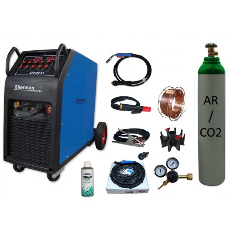 Spawarka MTM 251 + butla mix + reduktor arg/co2 + drut + adaptor + spawmix