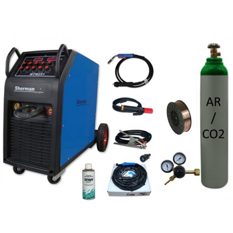 Spawarka MTM 251 + butla mix + uchwyt TIG + reduktor arg/co2 + drut + spawmix