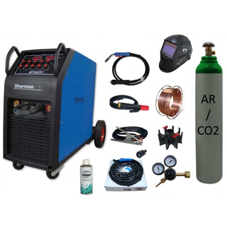 Spawarka MTM 251 + butla mix + uchwyt TIG + reduktor arg/co2 + drut + adaptor + spawmix