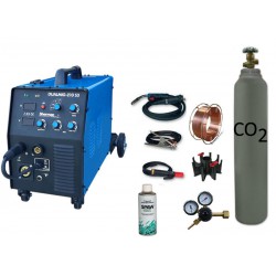 Spawarka DUALMIG 210 S3 Sherman + butla CO2 6kg + reduktor dwumanometrowy + przyłbica V1a + drut + adaptor + spawmix