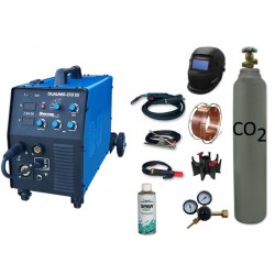 Spawarka DUALMIG 210 S3 Sherman + butla CO2 6kg + reduktor dwumanometrowy + przyłbica V1a + drut + adaptor + spawmix